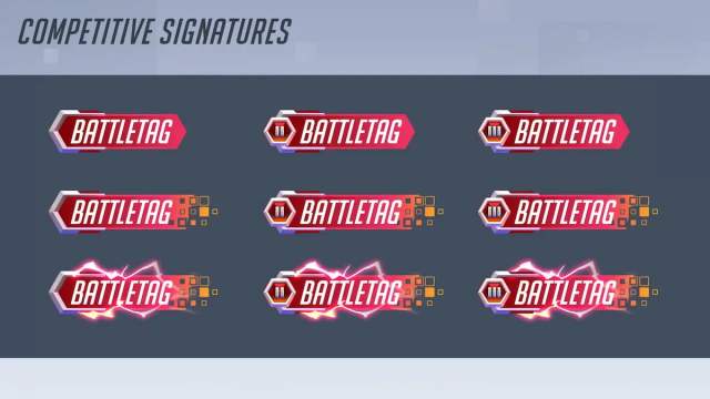 An image of the Ranked Signatures from Overwatch 2, which are displayed for an entire ranked season.