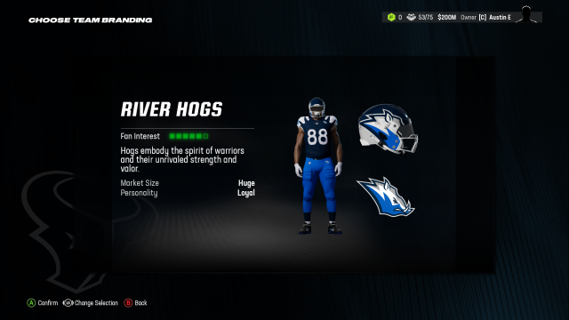 River Hogs Madden 24 Relocation uniform