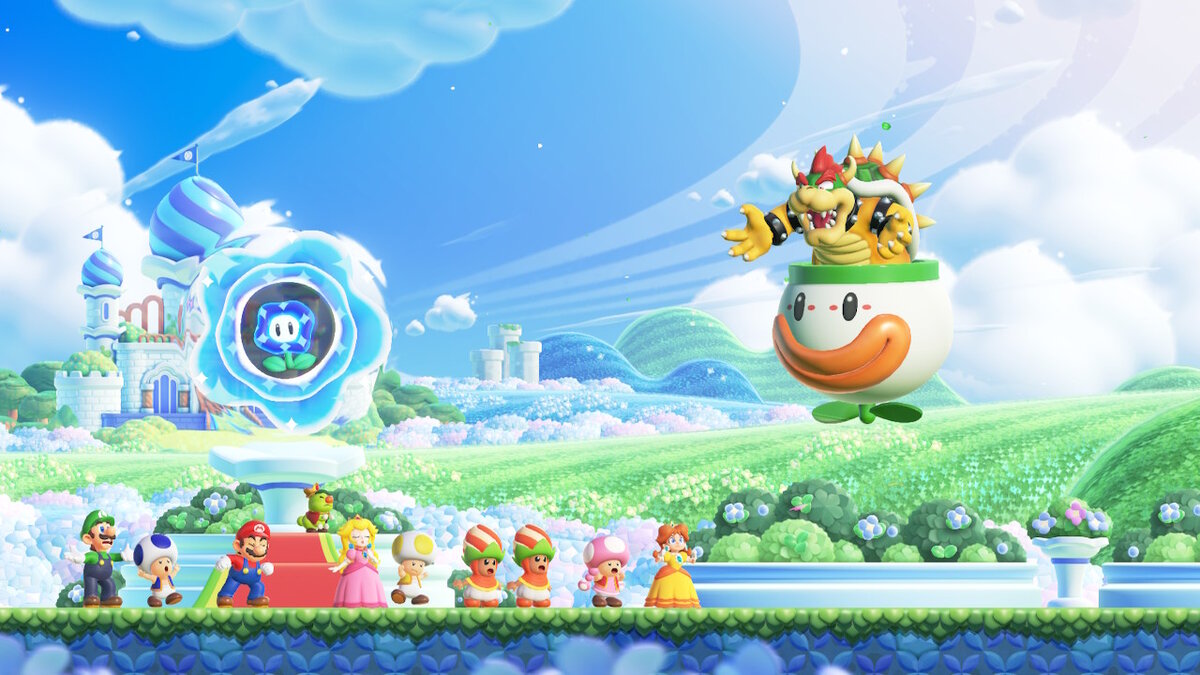 Super Mario Bros. Wonder Bowser attacking the Kingdom