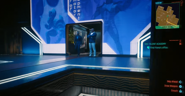 Screenshot of a doorway with a guard guiding it.