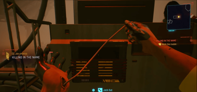 V haks a router in Cyberpunk 2077.