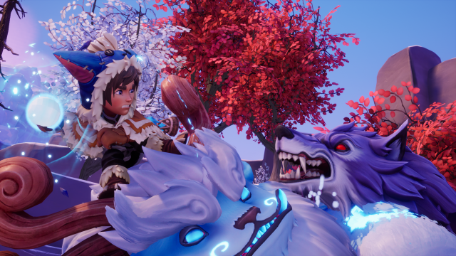 Nunu and Willump fight a rimefang wolf in Song of Nunu: A League of Legends Story