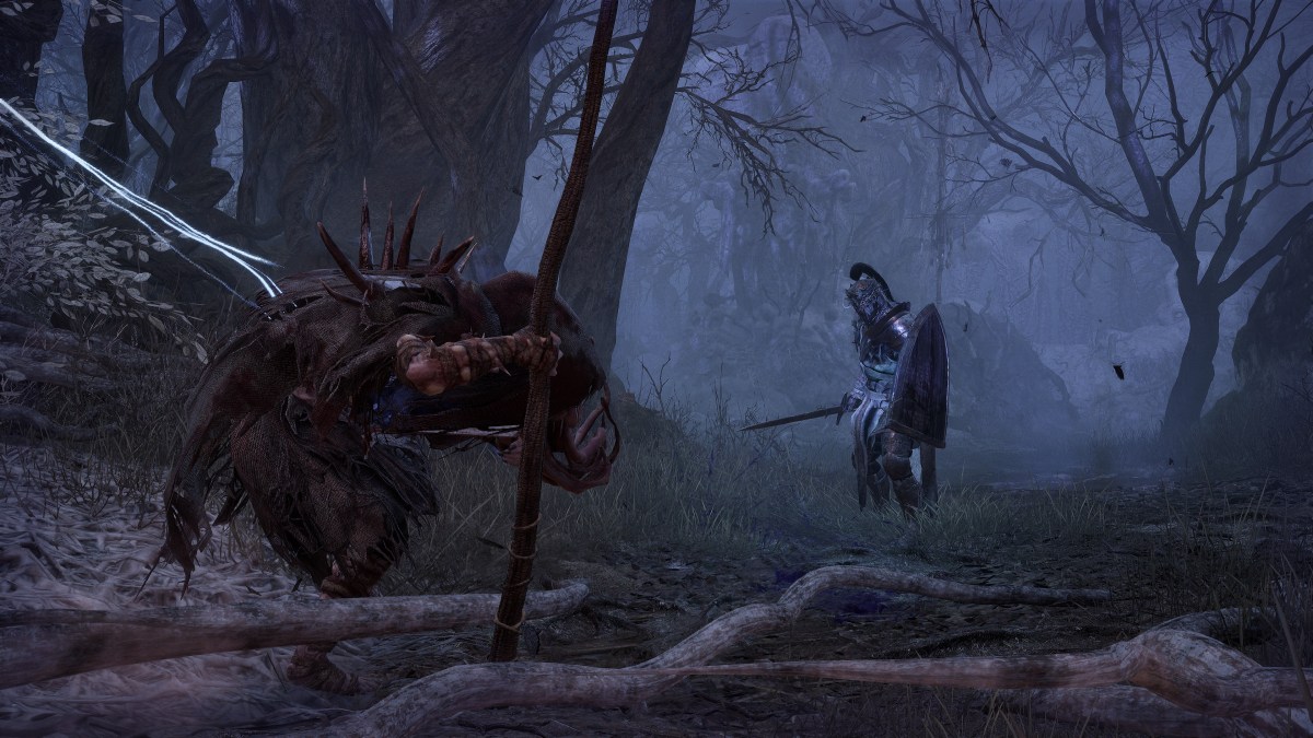 A character fighting an enemy in Lords of the Fallen