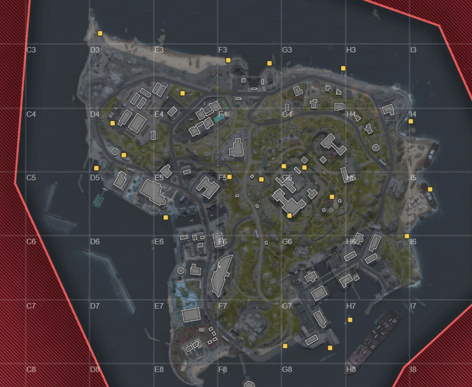 Screenshot of hidden cache locations on Ashika Island for Season 6 of Warzone 2.0.