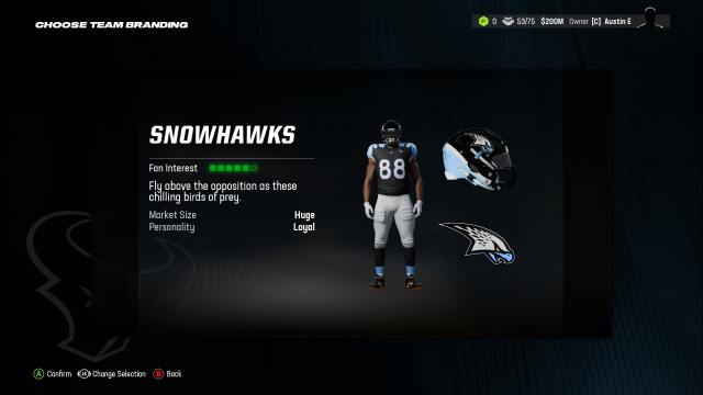 Snowhawks Madden 24 Relocation uniform