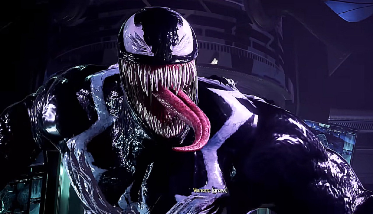 There is a shot of Venom with his tongue out. 