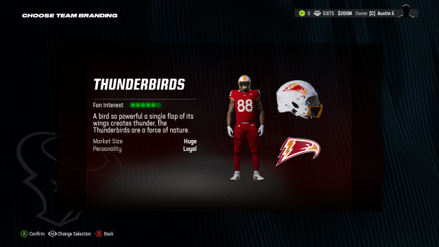 Thunderbirds Madden 24 Relocation uniform