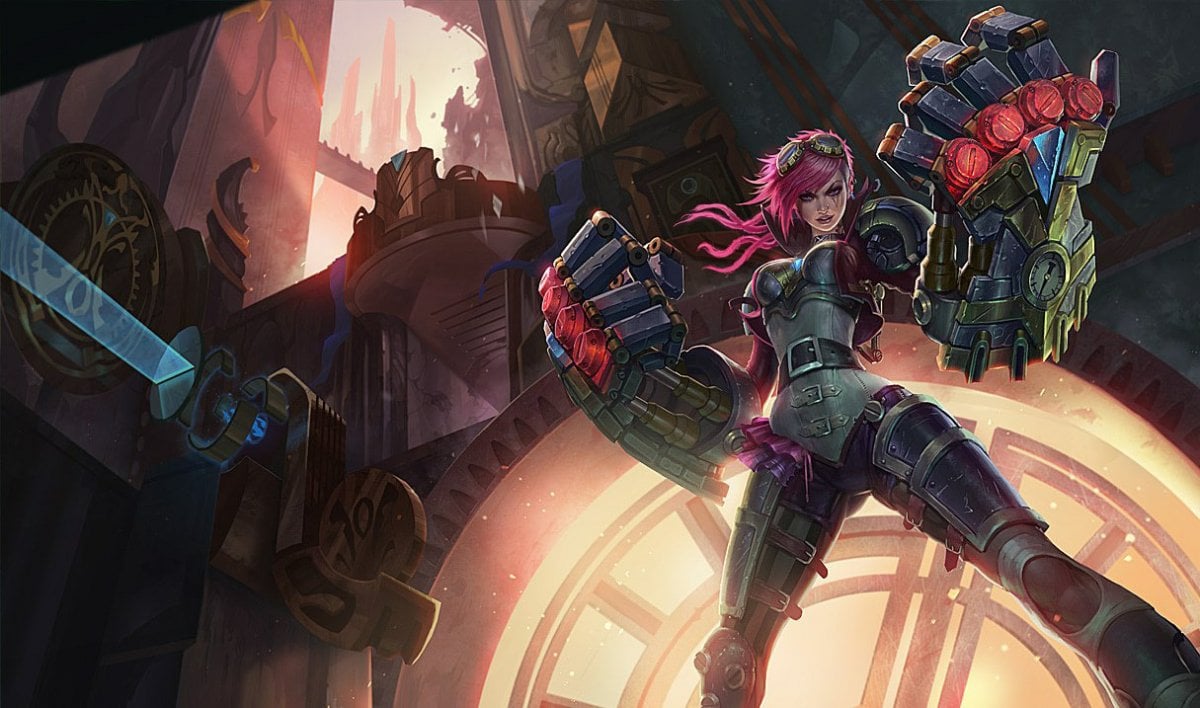 Base skin splash art for Vi in League of Legends.