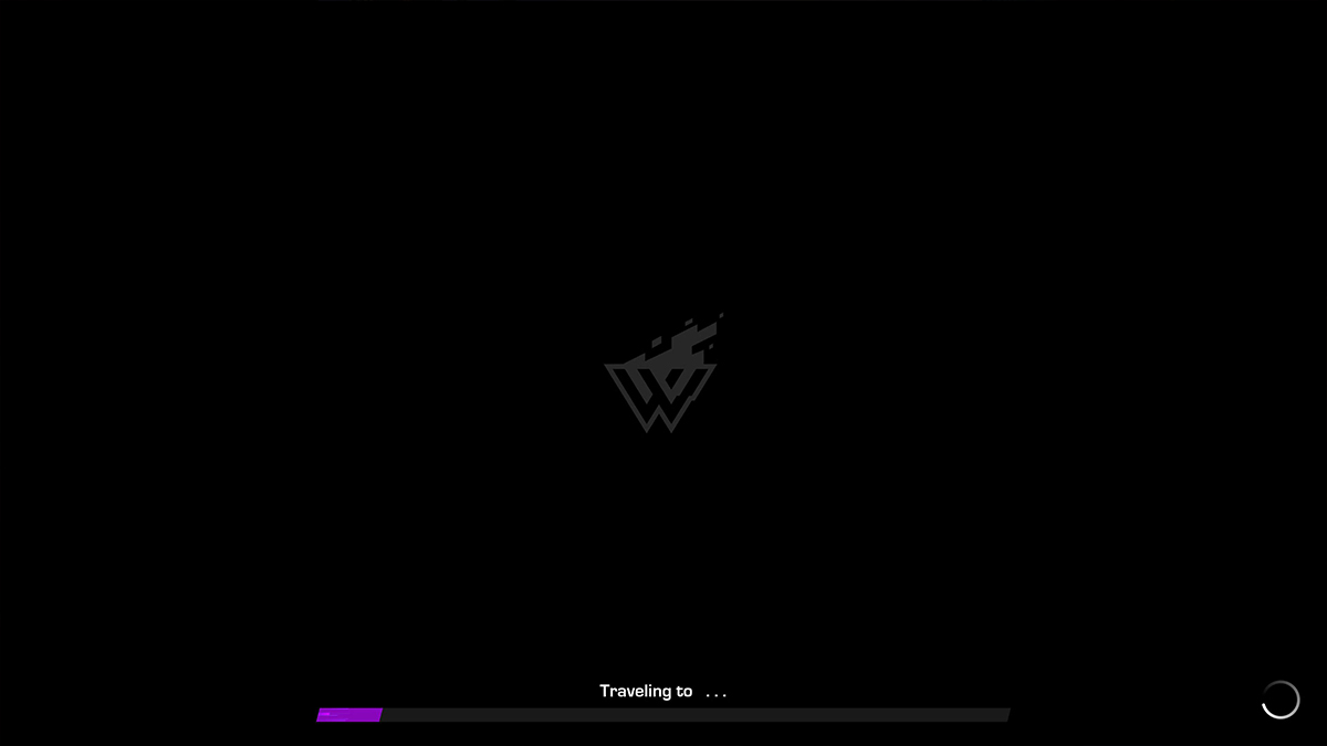 A black loading screen in Wayfinder