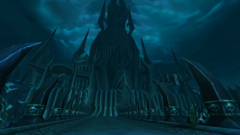 Entrance to Icecrown Citadel in World of Warcraft.