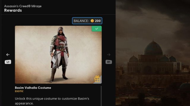 ubisoft connect basim valhalla costume in assassin's creed mirage