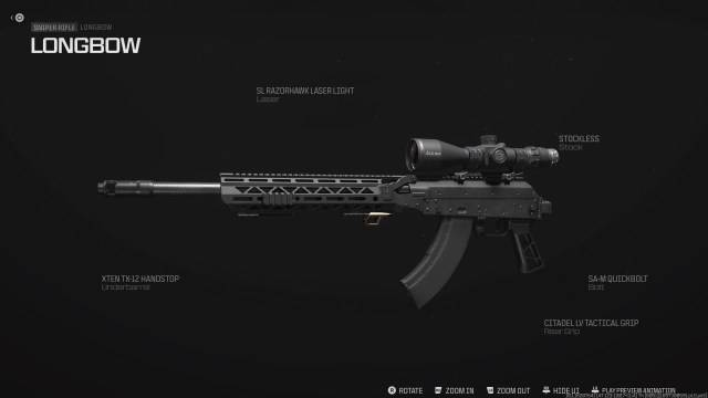 The Longbow being displayed in MW3.