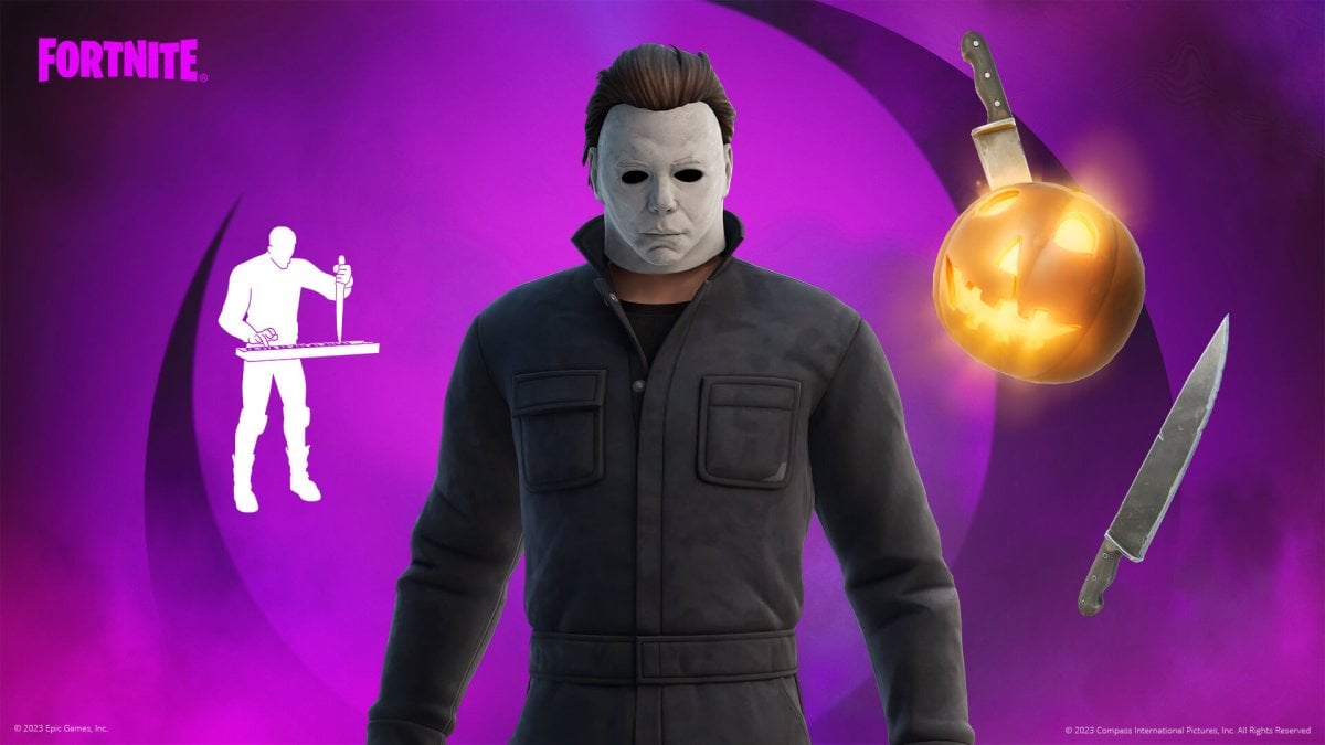 The Michael Myers skin as it appears the Fortnite shop.