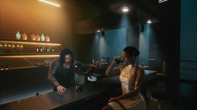 Johnny Silverhand points at Hanako Arasaka in Cyberpunk 2077