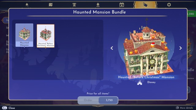 The Haunted Mansion Bundle contents displayed in the shop.