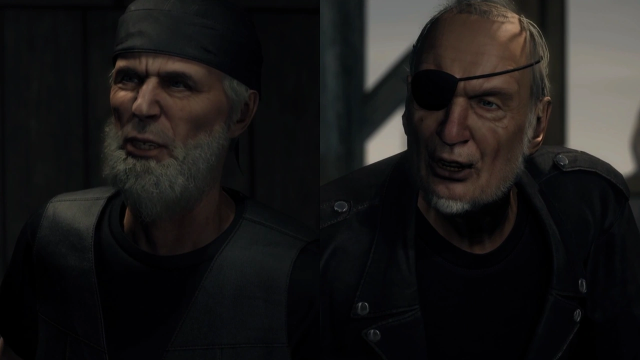 The image has Tor Anderson on the left and Odin Anderson on the right. Tor has a gray beard nad weards a bandana on the head, while Odin has a short gray beard and wears a black eye patch. 