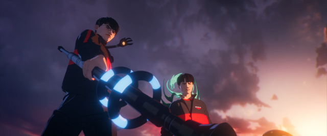 Faker and Keria look down at a defeated Deft.