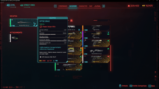 SPT32 GRAD sniper rifle in Cyberpunk 2077.