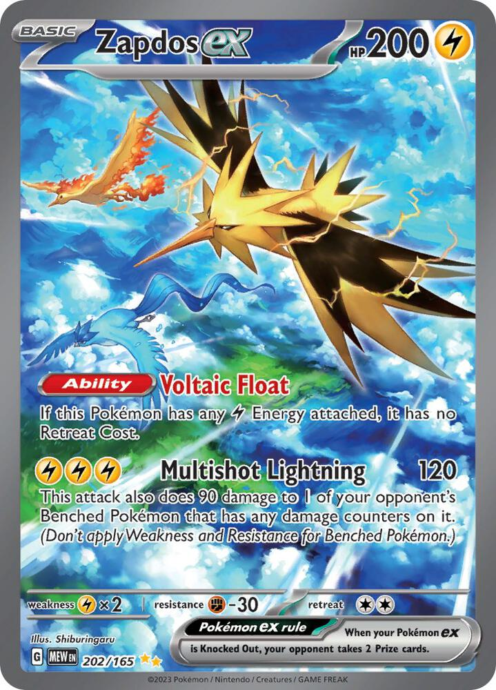 Image of promo art for Zapdos ex in  Pokémon TCG Scarlet and Violet 151 set