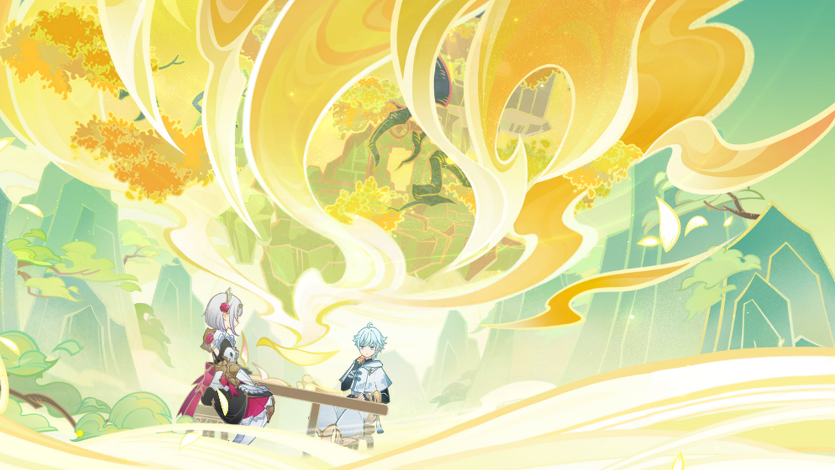 Noelle and Chongyun sitting at a table.