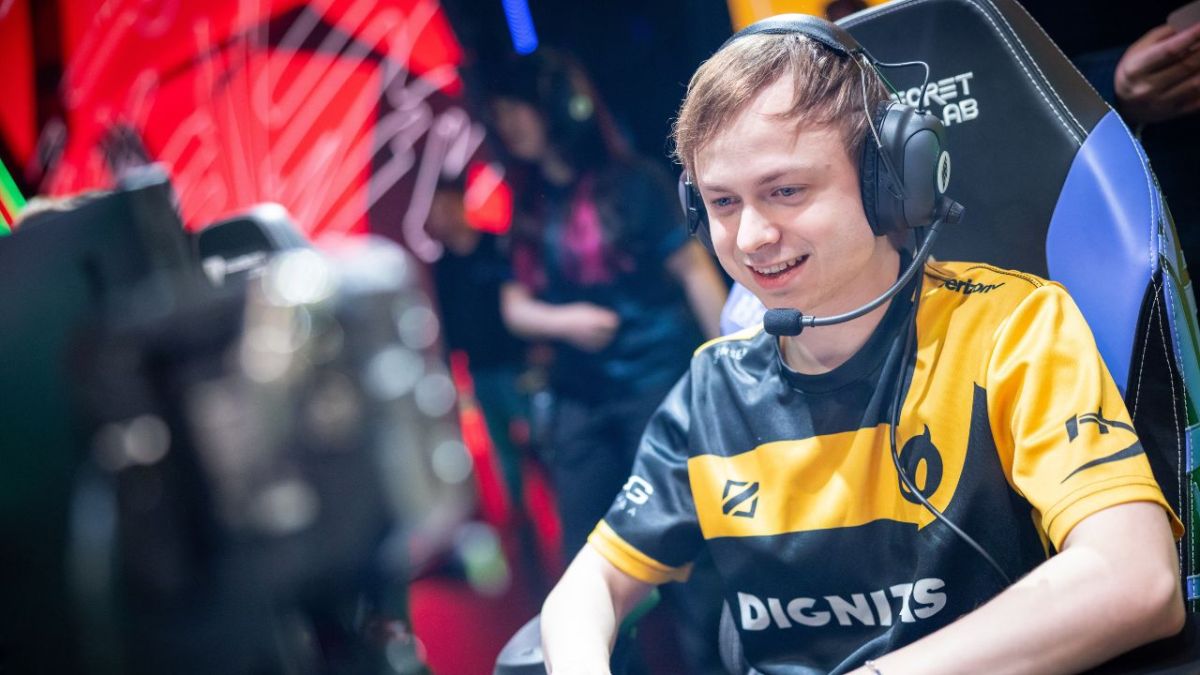 Jensen on team Dignitas at Week two of the 2023 LCS Spring Split on February 2, 2023 at Riot Games Arena.