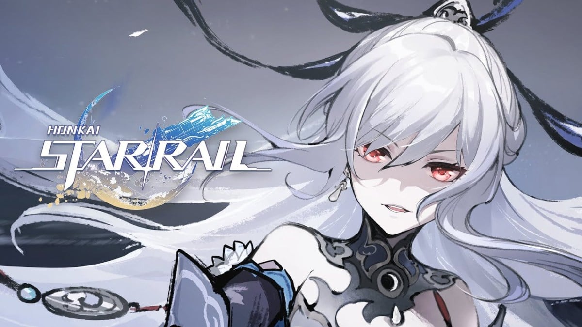 Jingliu smiling slightly next to the Honkai: Star Rail logo.