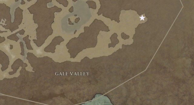 A screenshot of the map in Diablo 4 with the location of a Silent Chest marked by a white star.