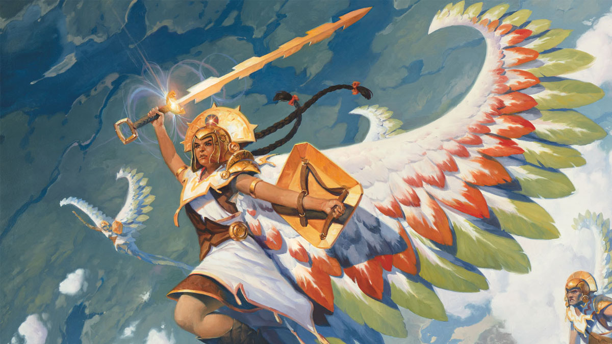 Image of angels flying into battle from MTG.