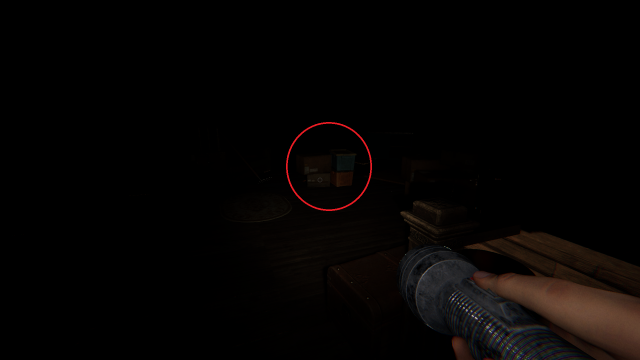 A stack of boxes circled.