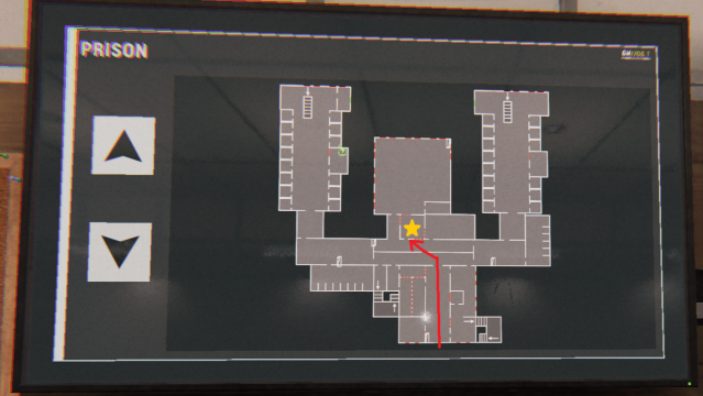 A marked path on the Prison map to the Prison pumpkin.
