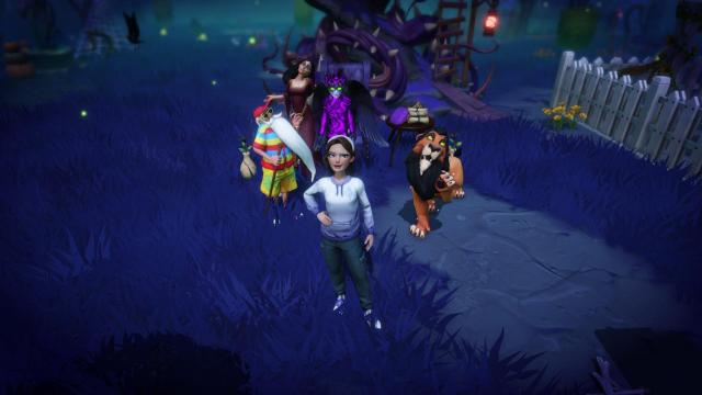The player attending a poetry event with Merlin, Mother Gothel, the Forgotten, and Scar.