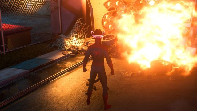 spider-man near fire