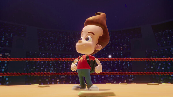 Jimmy Neutron in the middle of a boxing ring in Nickelodeon All-Star Brawl 2