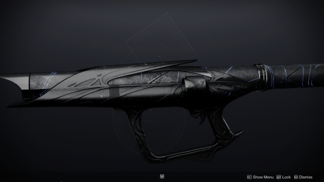 The Apex Predator rocket launcher with the black, leathery texture from the Twilight Keepsake Memento