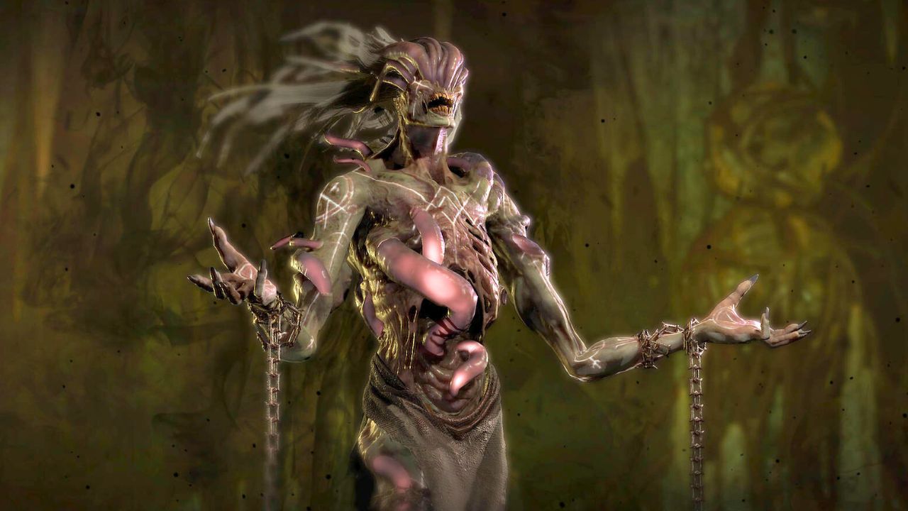 Endgame boss, Varshan, holding their hands out in Diablo 4 Season 2