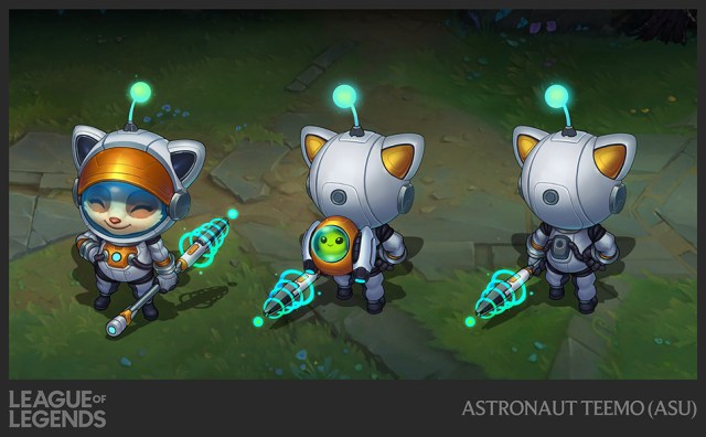 Astronaunt Teemo standing on the Summoner's Rift.