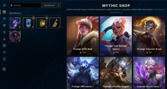 The original League of Legends Mythic Shop as it appeared in Season 12