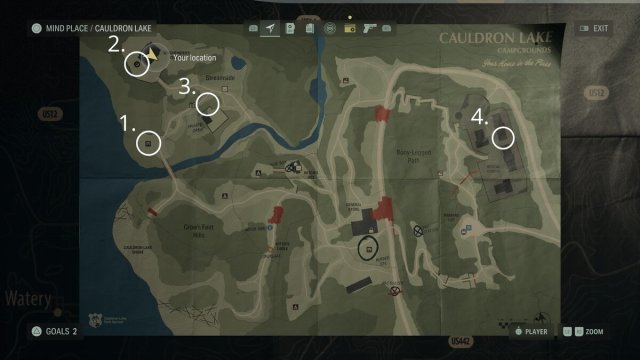 All nursery rhyme locations on Cauldron Lake in Alan Wake 2