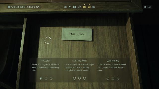 Alan Wake 2: Words of War menu