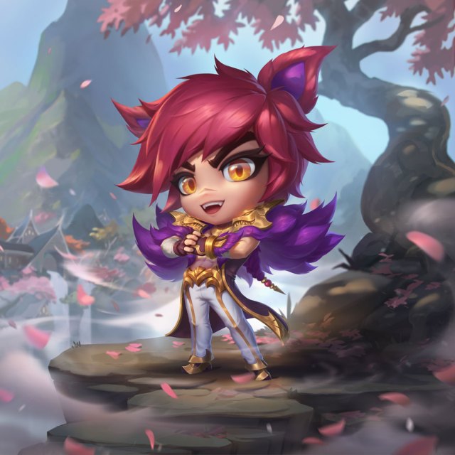 Chibi Sett standing in front of an Ionia tree