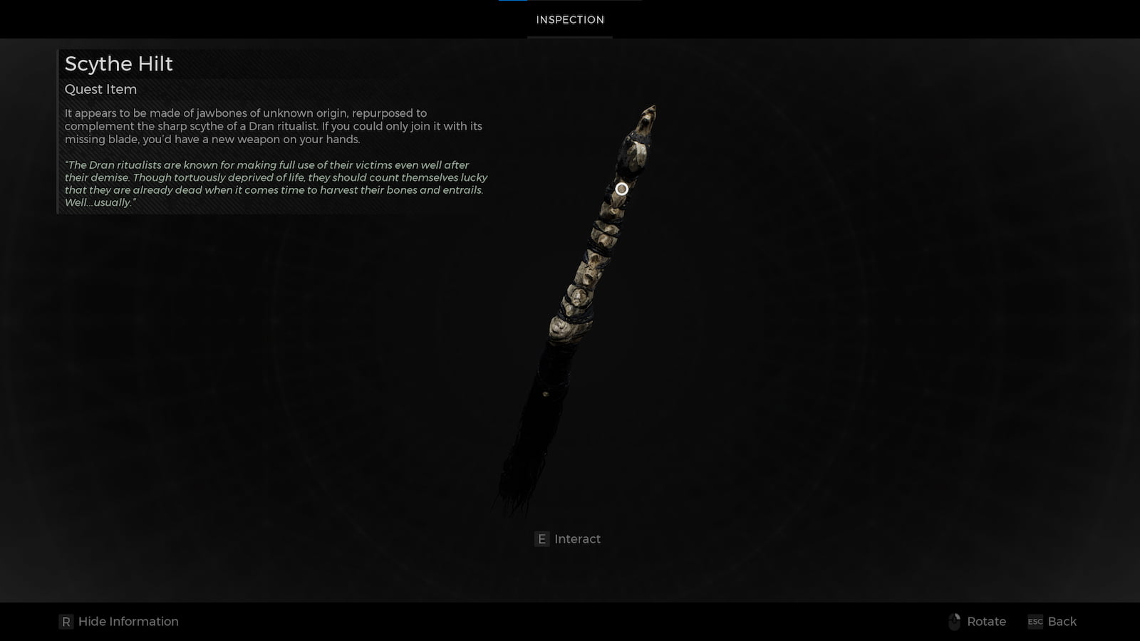 Examining the Scythe Hilt in Remnant 2 The Awakened King