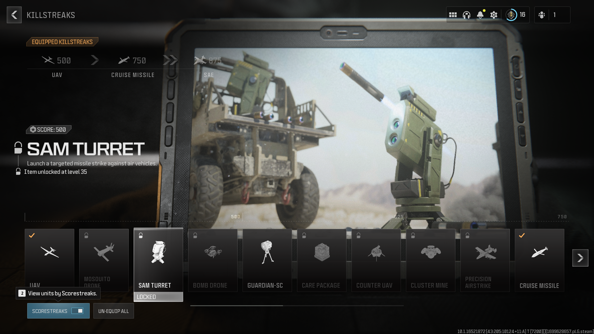 Image of the scorestreak menu in Modern Warfare 3.