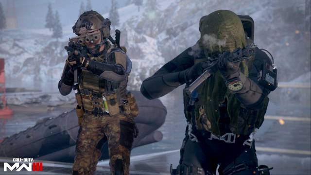 Two CoD operators take aim at unseen enemies.