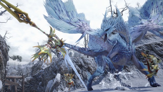 A Monster Hunter fighting Velkhana