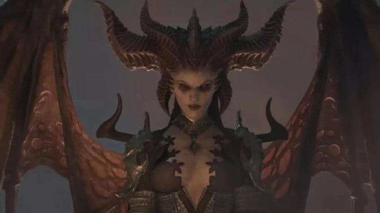 Lilith looking at the camera in Diablo 4