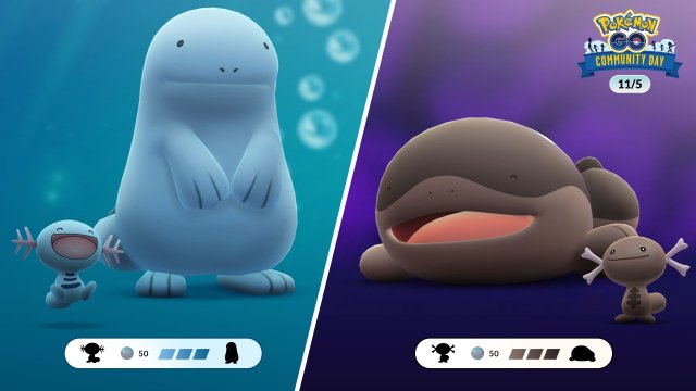 A split picture with Wooper and Quagsire on one side and Paldean Wooper and Clodsire on the other.