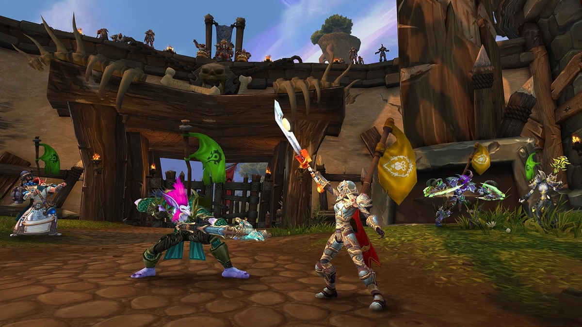 World of Warcraft players fighting in a PvP brawl