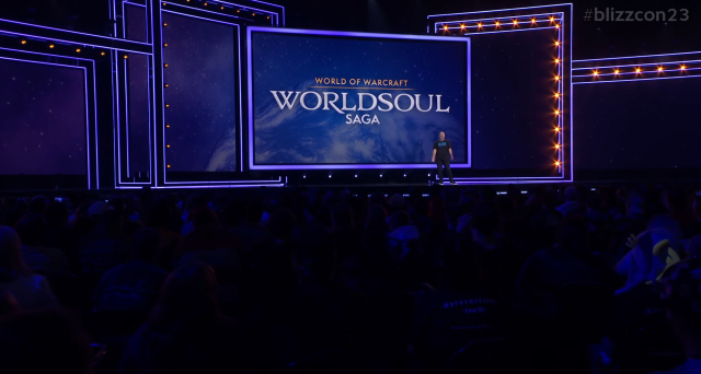 Metzen revealing Worldsoul Saga at Blizzcon 2023