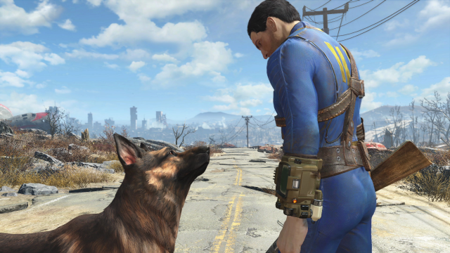 Fallout 4 Main character talking to his dog