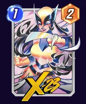 X-23 card, showing her claws and mask